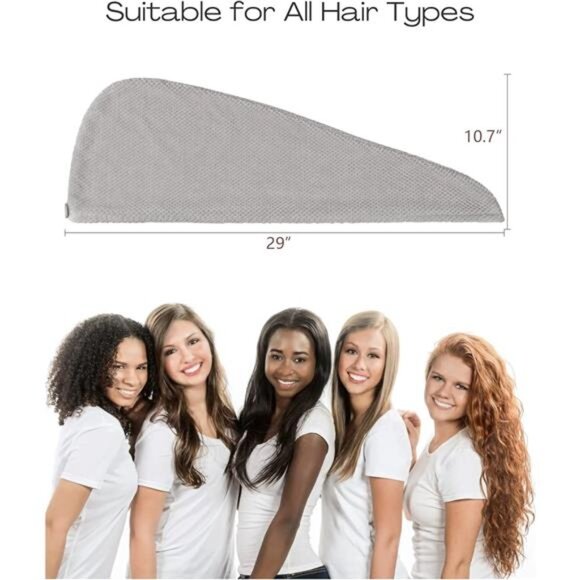 Extra Large 4 Pack Microfiber Hair Towel Wrap for Women Super Absorbent & Quick - Picture 3 of 8